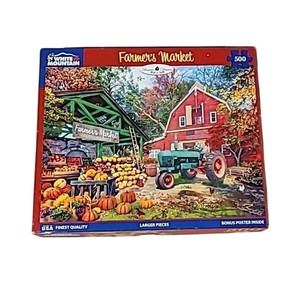 White Mountain FARMER'S MARKET 500 piece puzzle autumn fall COMPLETE